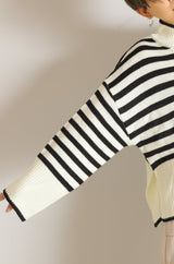 ボーダーハイネックニットプルオーバー