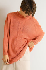 ドルマンケーブルニットチュニック