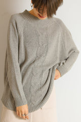 ドルマンケーブルニットチュニック