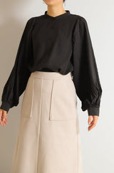 ボリュームプリーツスリーブブラウス