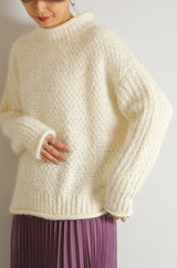 バスケット編スタンドネックプルオーバー