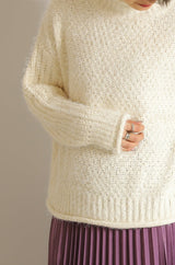 バスケット編スタンドネックプルオーバー