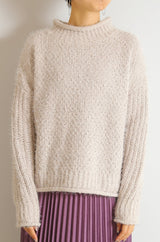 バスケット編スタンドネックプルオーバー