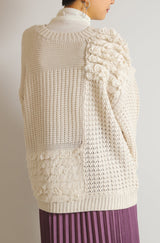 編み地切替2wayカーディガン