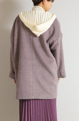 Vカラーショートシャギーコート