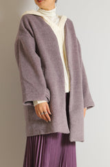 Vカラーショートシャギーコート