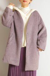 Vカラーショートシャギーコート