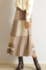 パッチワーク柄ニットスカート