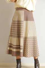 パッチワーク柄ニットスカート