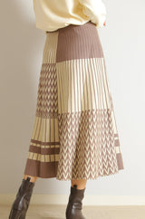 パッチワーク柄ニットスカート