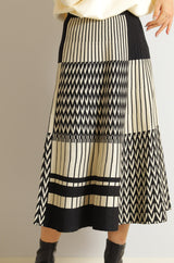 パッチワーク柄ニットスカート