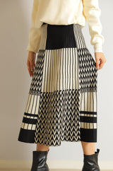 パッチワーク柄ニットスカート