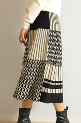 パッチワーク柄ニットスカート