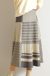 パッチワーク柄ニットスカート