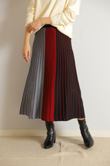 ストライプ柄配色ニットスカート