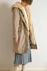 ラビットファーフードライナー付きロングモッズコート
