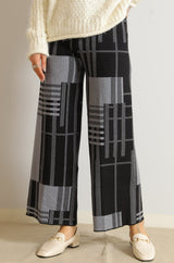 幾何柄ニットパンツ