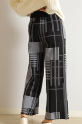 幾何柄ニットパンツ