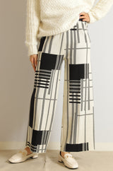 幾何柄ニットパンツ