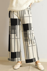 幾何柄ニットパンツ