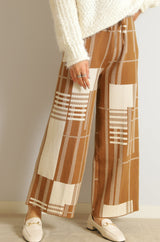 幾何柄ニットパンツ