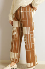 幾何柄ニットパンツ