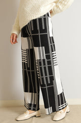 幾何柄ニットパンツ