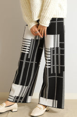 幾何柄ニットパンツ