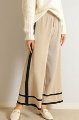 配色ラインニットパンツ
