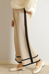 配色ラインニットパンツ