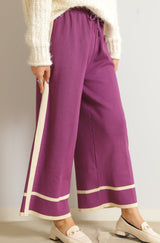 配色ラインニットパンツ