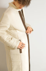 配色中綿ダンボールノーカラーコート