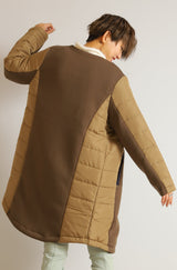 配色中綿ダンボールノーカラーコート