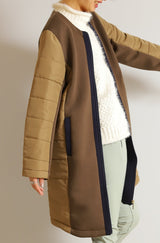 配色中綿ダンボールノーカラーコート