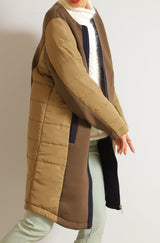 配色中綿ダンボールノーカラーコート