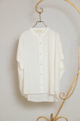 ノーカラーギャザーブラウス