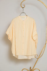 ノーカラーギャザーブラウス