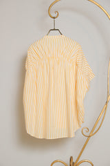 ノーカラーギャザーブラウス