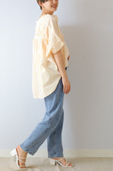 ノーカラーギャザーブラウス