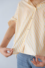 ノーカラーギャザーブラウス