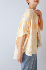 ノーカラーギャザーブラウス