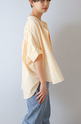 ノーカラーギャザーブラウス