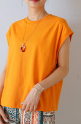 袖口リブフレンチスリーブプルオーバー