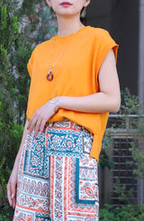 袖口リブフレンチスリーブプルオーバー