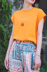 袖口リブフレンチスリーブプルオーバー