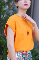 袖口リブフレンチスリーブプルオーバー