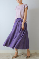 リブ切替フレアスカート