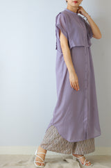 エプロンブザムカラーシャツワンピース