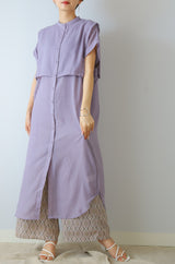 エプロンブザムカラーシャツワンピース