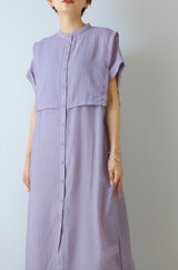 エプロンブザムカラーシャツワンピース